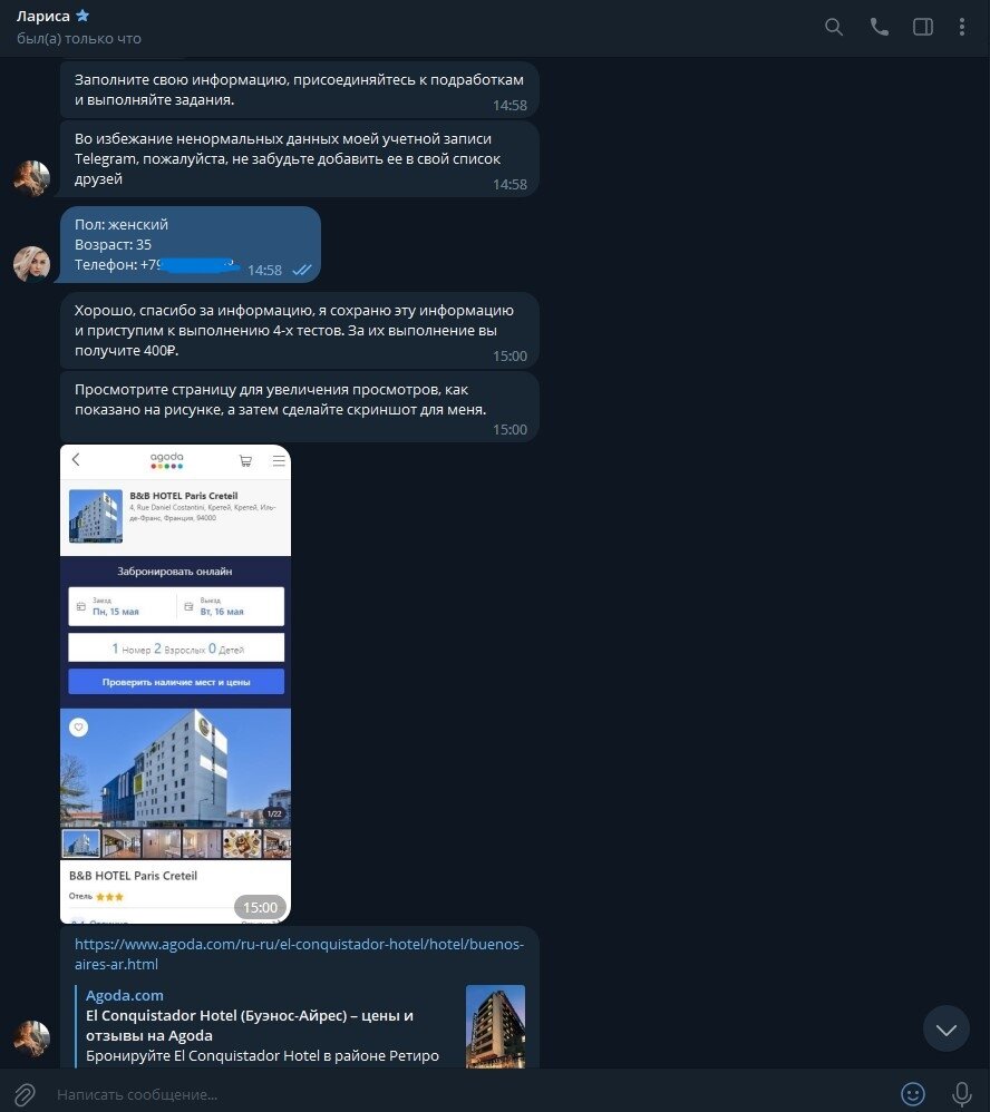 Чат с мошенниками