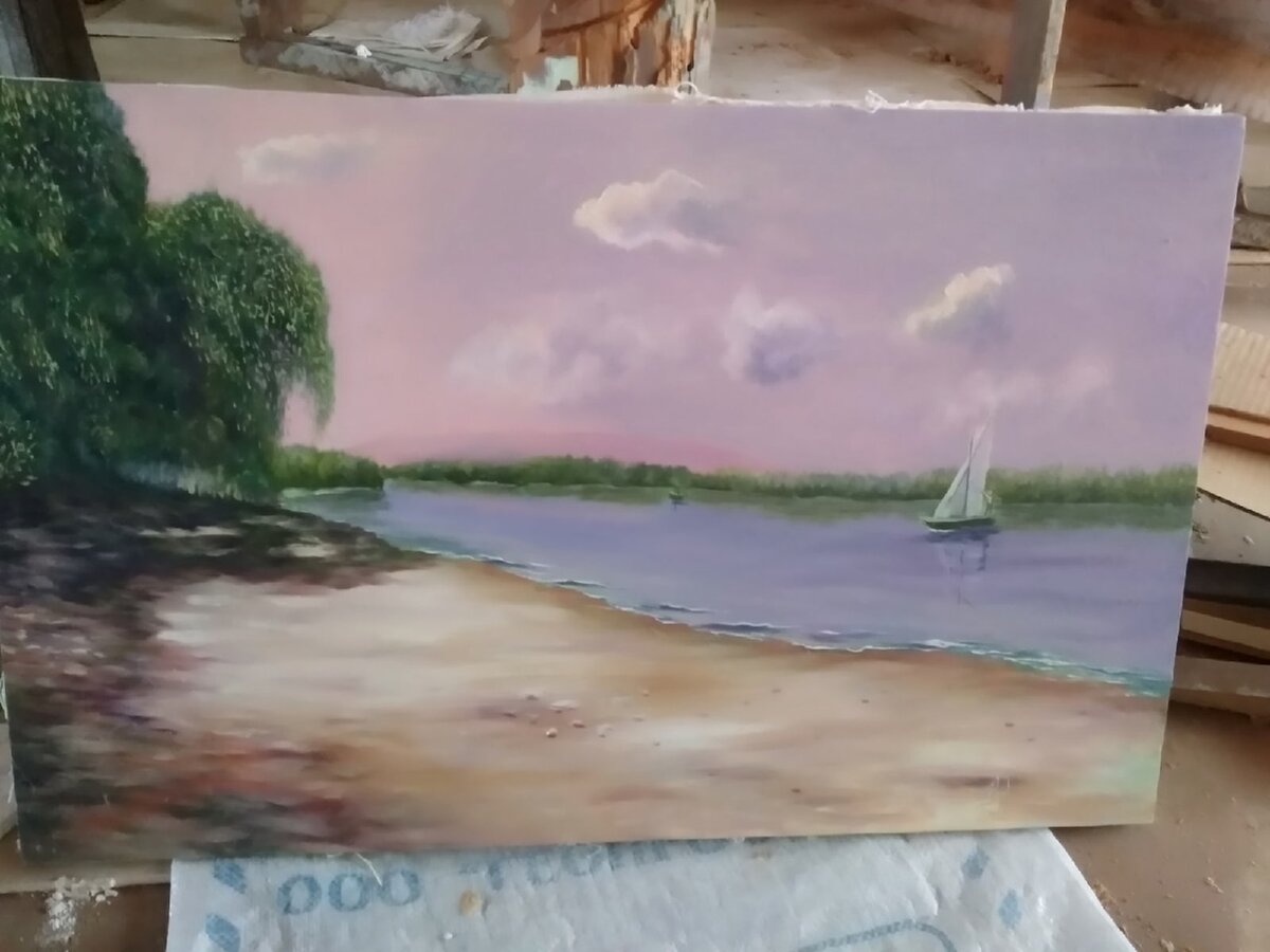 Левый берег недалеко от Камплицы''  масло  холст, хорошее настроение. цена 15 000р