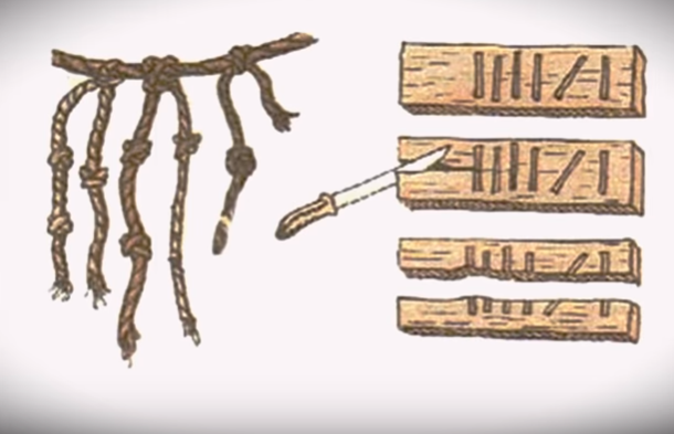 Руки первый инструмент для счета. Зарубки и узелки для ведения счета. Система зарубок и узелков. Узелковый счет в древности. Деревянные палочки с зарубками.
