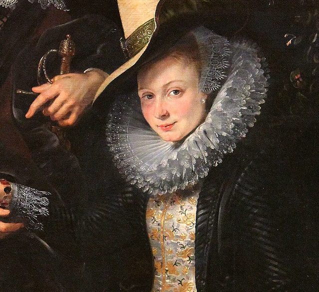 Воротник "мельничный жернов". Фрагмент картины Рубенса  "Автопортрет с Изабеллой Брант