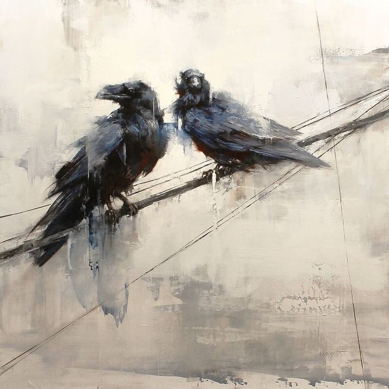 Картина «Two Visitors» художницы Линдси Кустуш Фото с сайта https://govza.ru/2017/06/06/xudozhnica-lindsi-kustush-lindsey-kustusch/