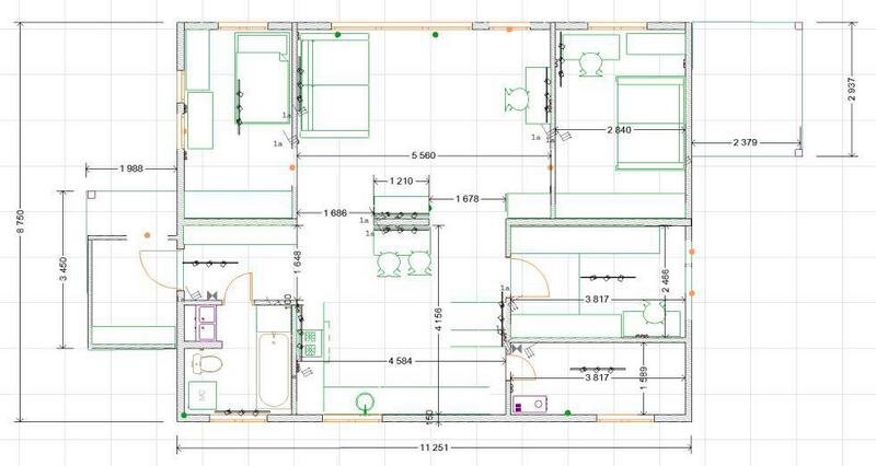 Кстати, а вот планировка моего каркасного дома:
