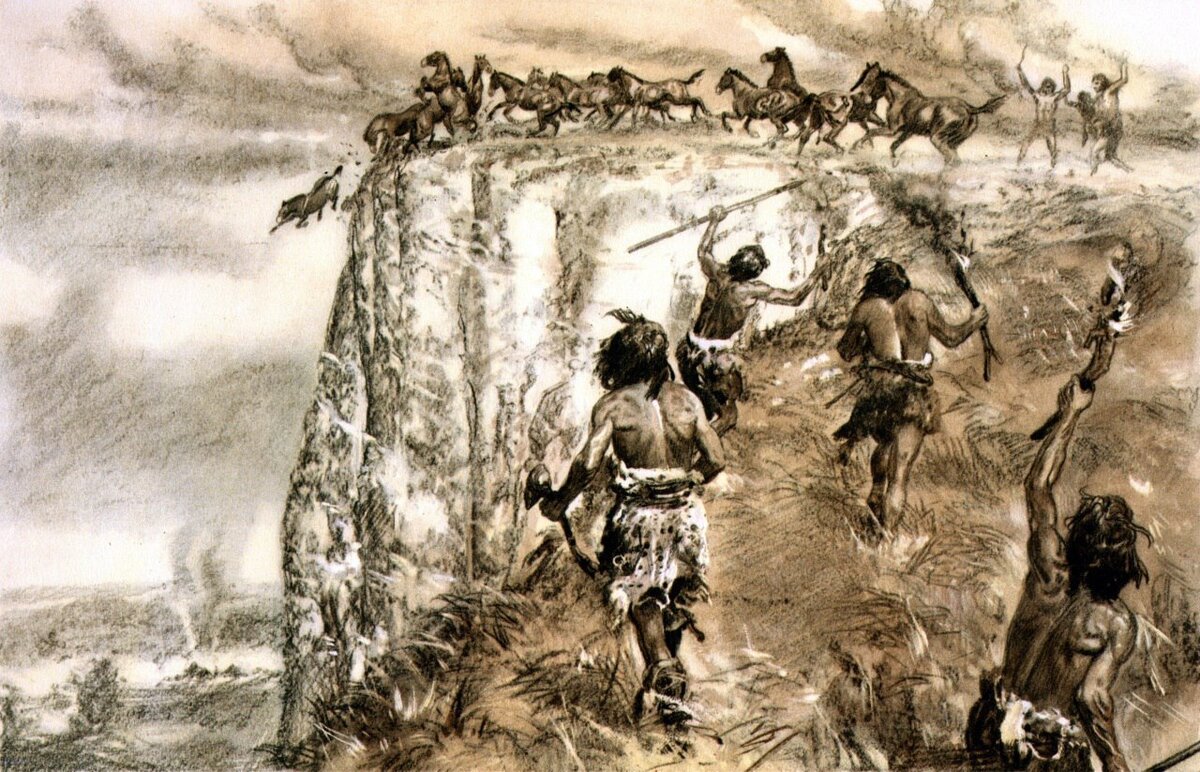 Охота на лошадей загоном. 