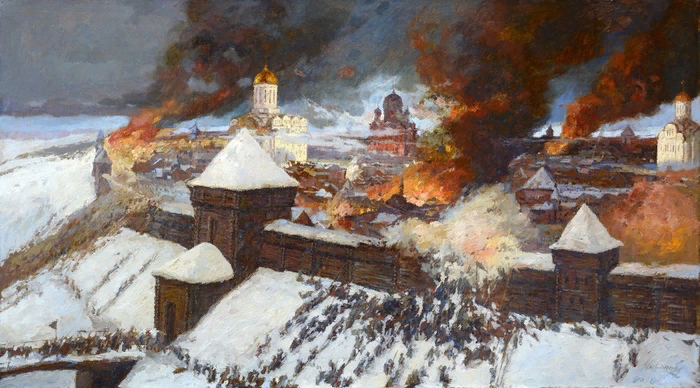 «Оборона Рязани». С картины Е.И. Дешалыта 
