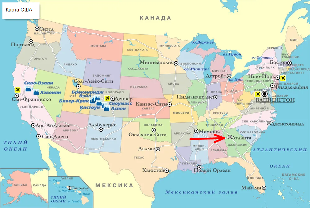 Штат граничит с россией. Расположение Штатов США на карте. Карта США со Штатами. Политическая карта Штатов США. США деление на штаты карта.