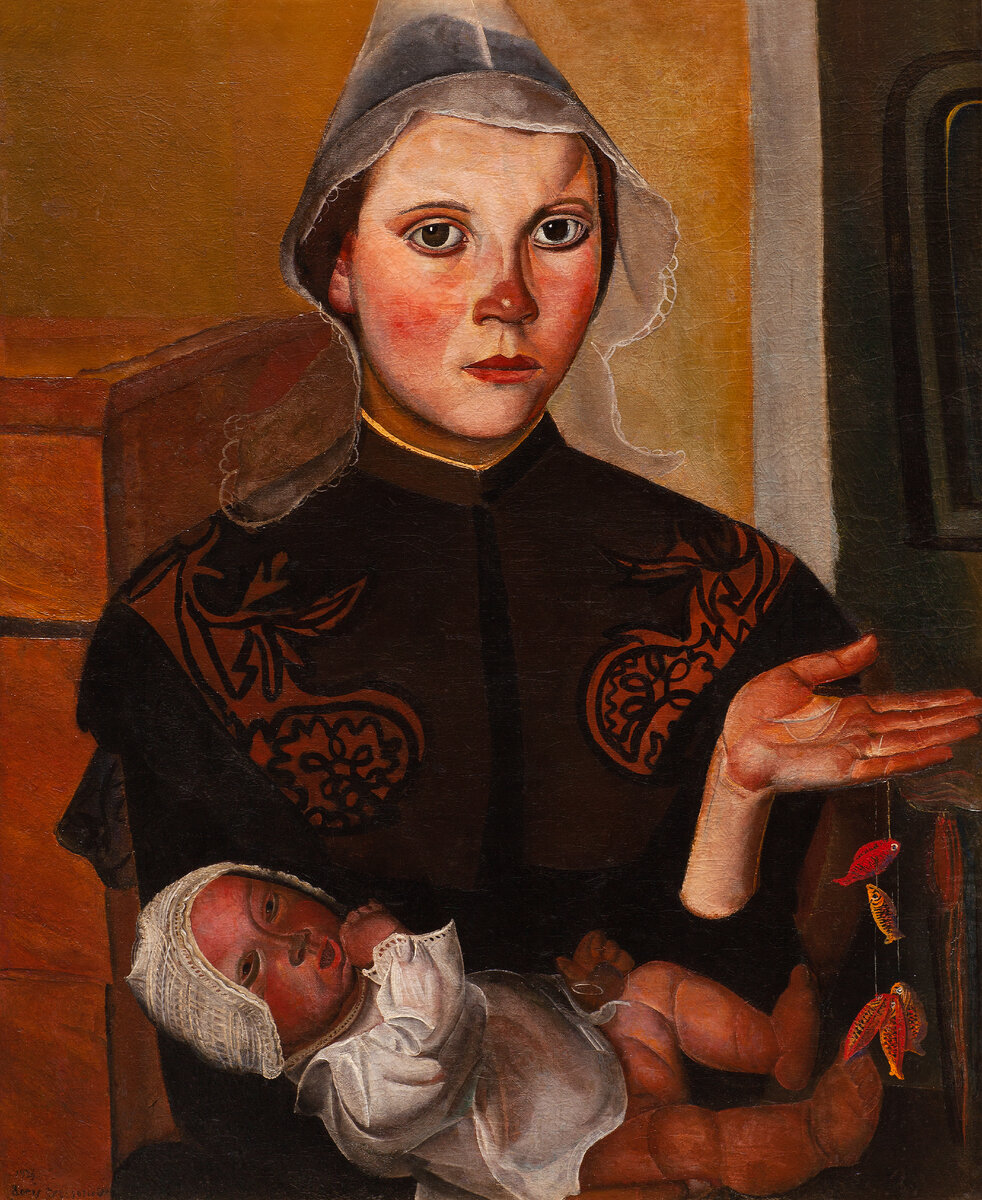 Б.Григорьев. Бретонская рыбачка с ребенком. 1923. Частное собрание