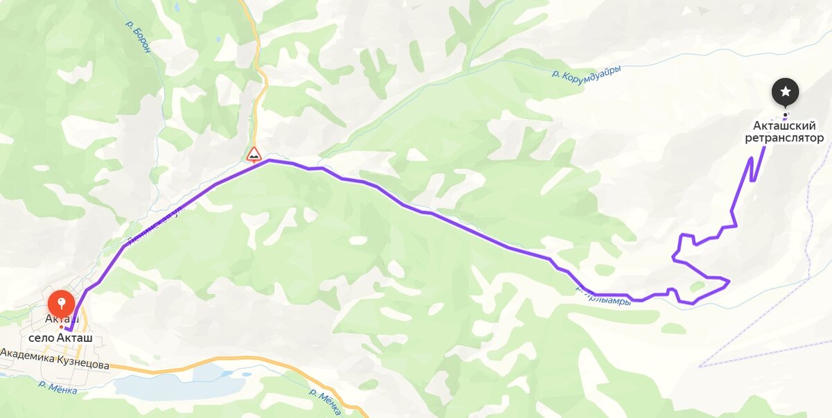 Дорога на ретранслятор. Яндекс Карты.