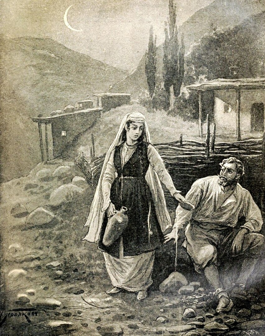 В.А. Поляков. Иллюстрация к поэме М. Ю. Лермонтова «Кавказский пленник», 1900 год. Источник: regnum.ru