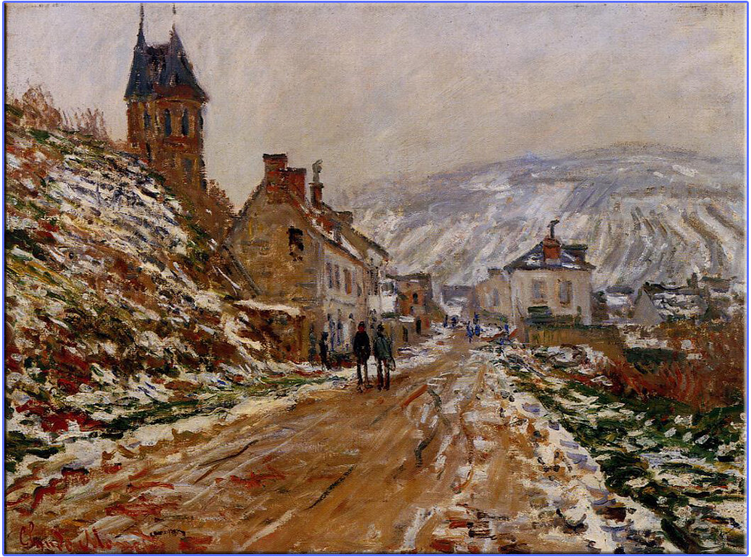 Клод Моне. "Дорога в Вётей зимой". (1879)