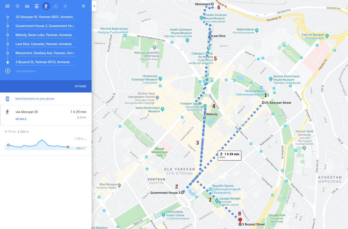 Карта достопримечательностей еревана на русском - 81 фото