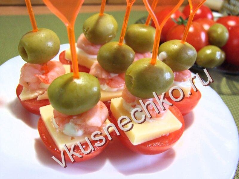 Как сделать Канапе с креветками, пошаговый рецепт с фото.