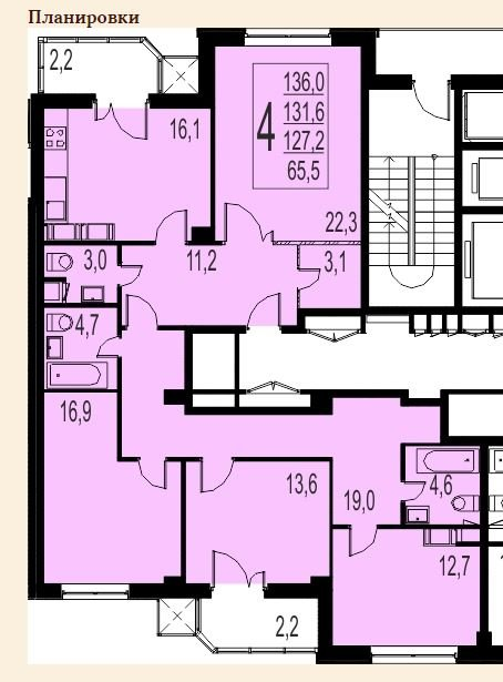 Четырехкомнатная квартира в ЖК Мосфильмовский