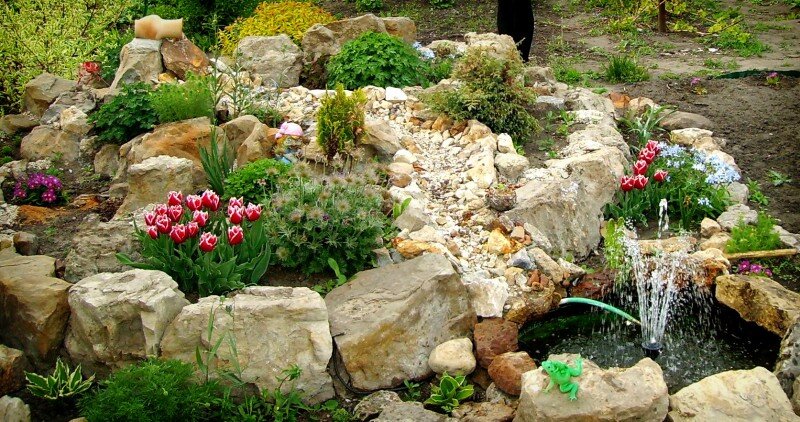 Варианты и схемы альпийских горок 🌼 с прудом и водопадом на даче своими руками, пошаговое фото