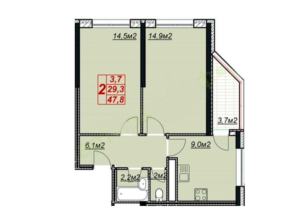 Планировка квартиры от застройщика. Планировка квартиры не очень хорошая, но хозяева решили не двигать стены и использовать уже заданные объемы