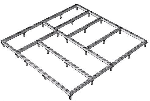 Ростверк из строенных досок 200х50 (Пример из проекта)