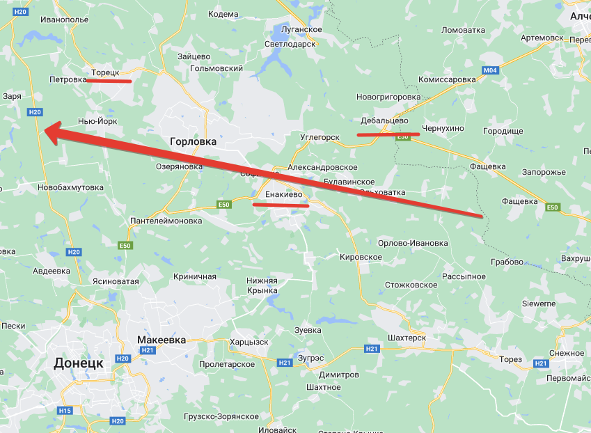 Путь 51-й армии: Дебальцево - Енакиево - Торецк. Рисунок Автора