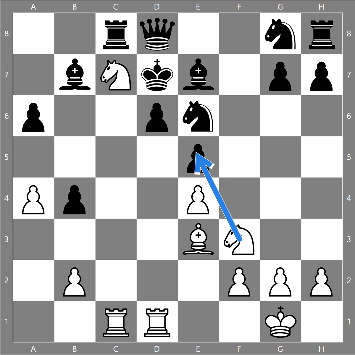 K:e5 +! Шах и мат.