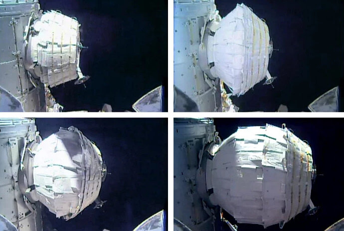 Развертывание модуля BEAM на МКС. Фото NASA