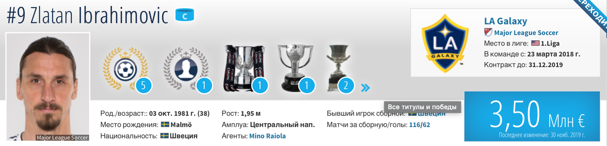 Златан Ибрагимович- фото: transfermarket.ru 