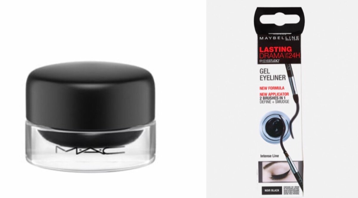 Mac - 1450 руб, Maybelline - 530 руб.