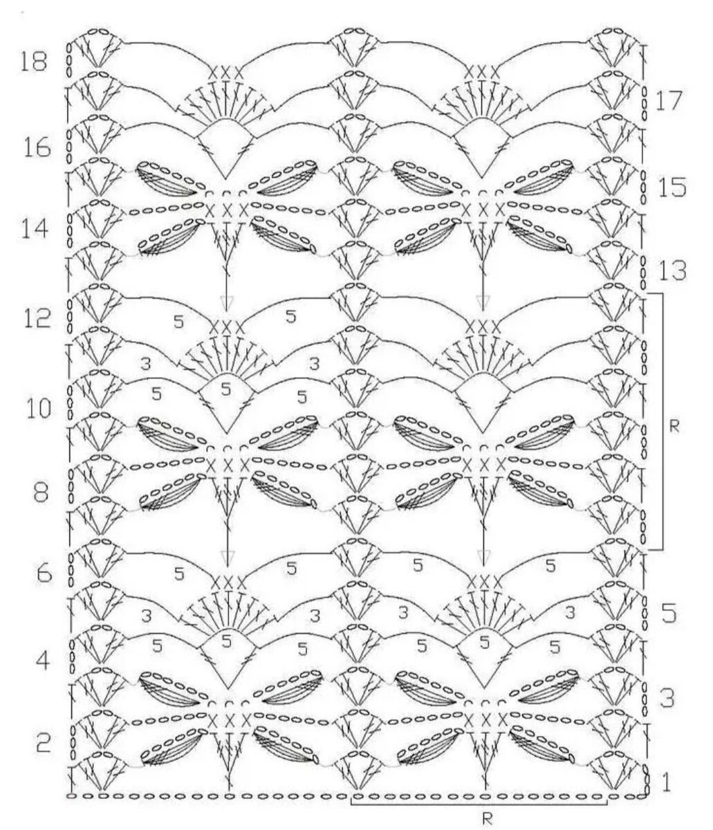 Ажурные узоры крючком со схемами