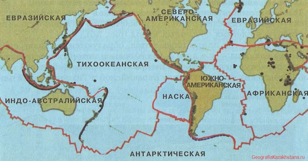 Карта тектонических плит нашей планеты