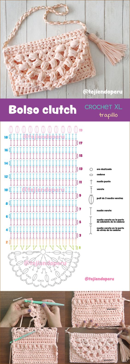 Клатч из трикотажной пряжи крючком: как связать трикотажный клатч крючком схемы и описание
