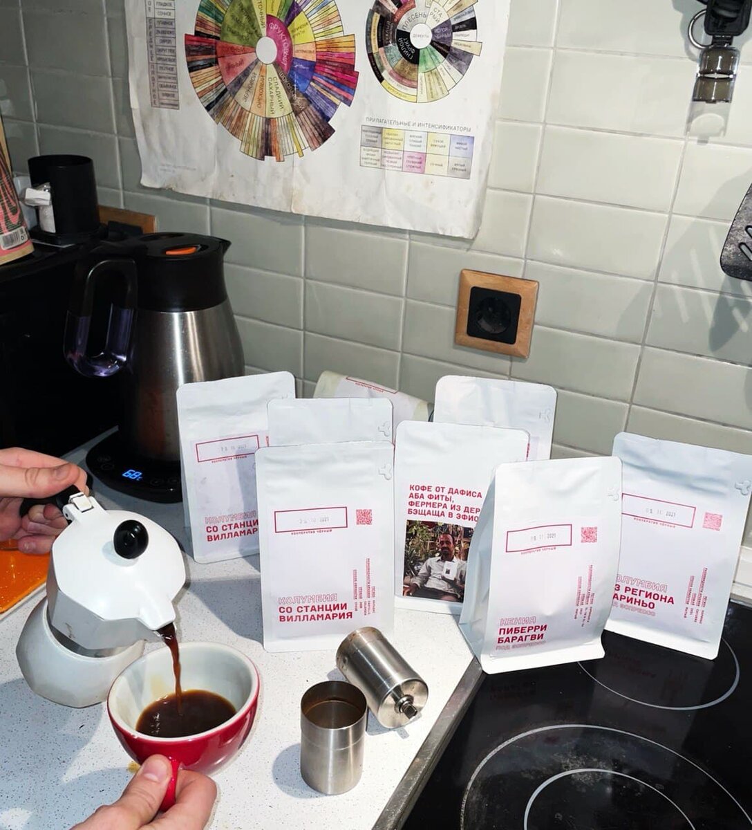 Мока или гейзерная кофеварка — по текстуре кофе напоминает эспрессо и хорошо сочетается с молоком.