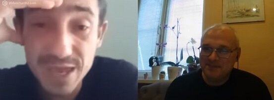 Это кадр из одной такой чат-рулетки, выложенной на Ютюб. Канал на Ютюбе называется "Пролетая над гнездом психушки".  Я восхищаюсь самообладанием и выдержкой автора этого канала (лысый мужик в очках справа). У меня столько нервов нет.