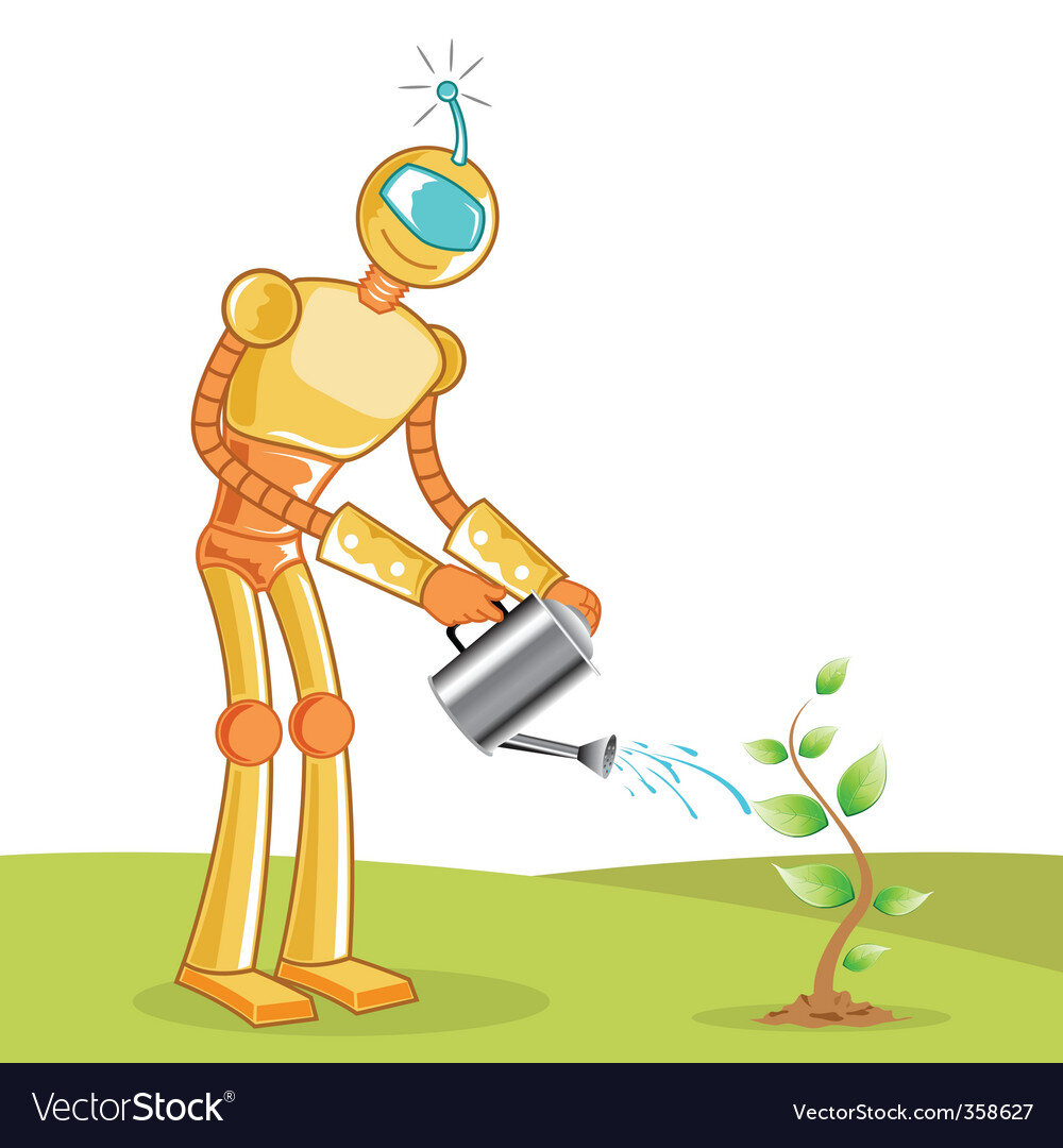 Робот сажает цветы