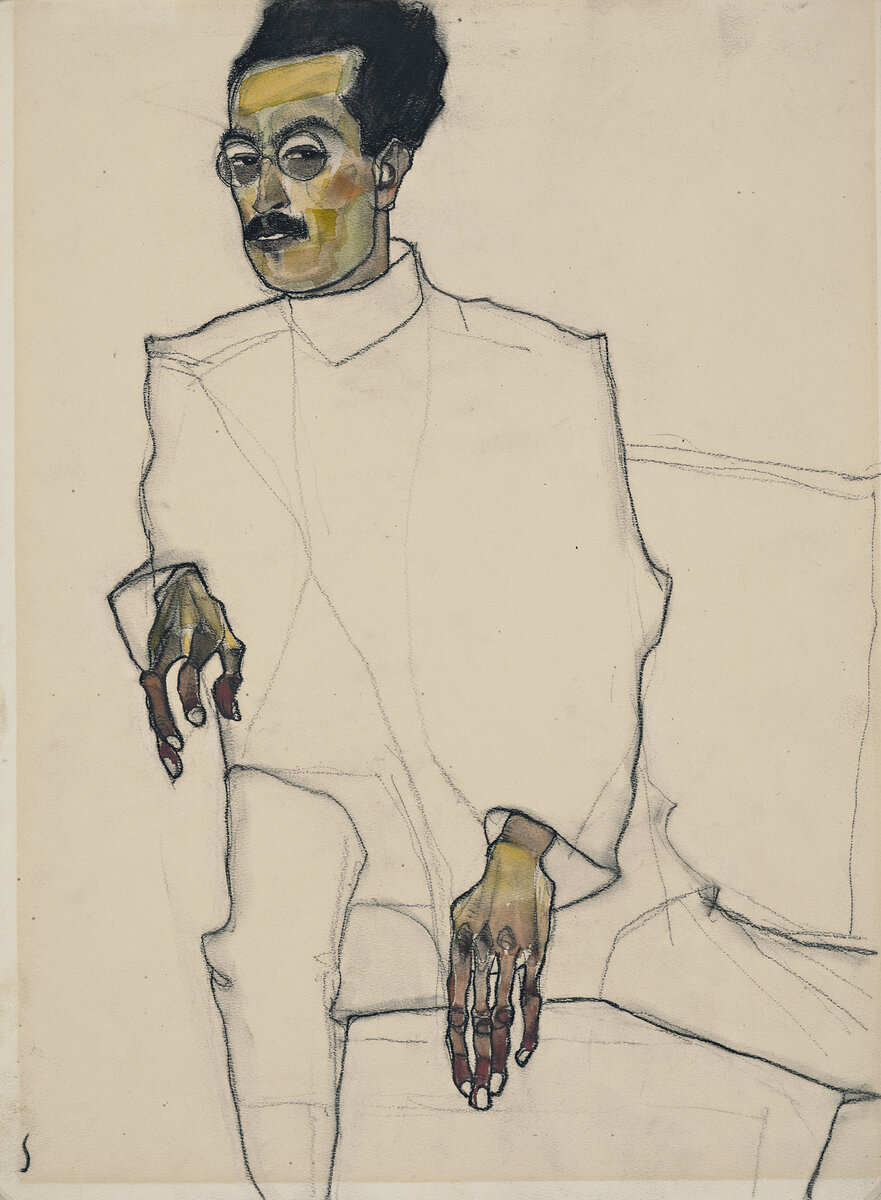 Редактировать галереюEgon Schiele. Ritratto del Dottor X, 1910. Pastello nero e acquerello su carta. Wadsworth Atheneum Museum of Art, Hartford, Connecticut, The Ella Gallup Sumner and Mary Catlin Sumner Collection Fund. Immagine: © Allen Phillips / Wadsworth Athemuseum.