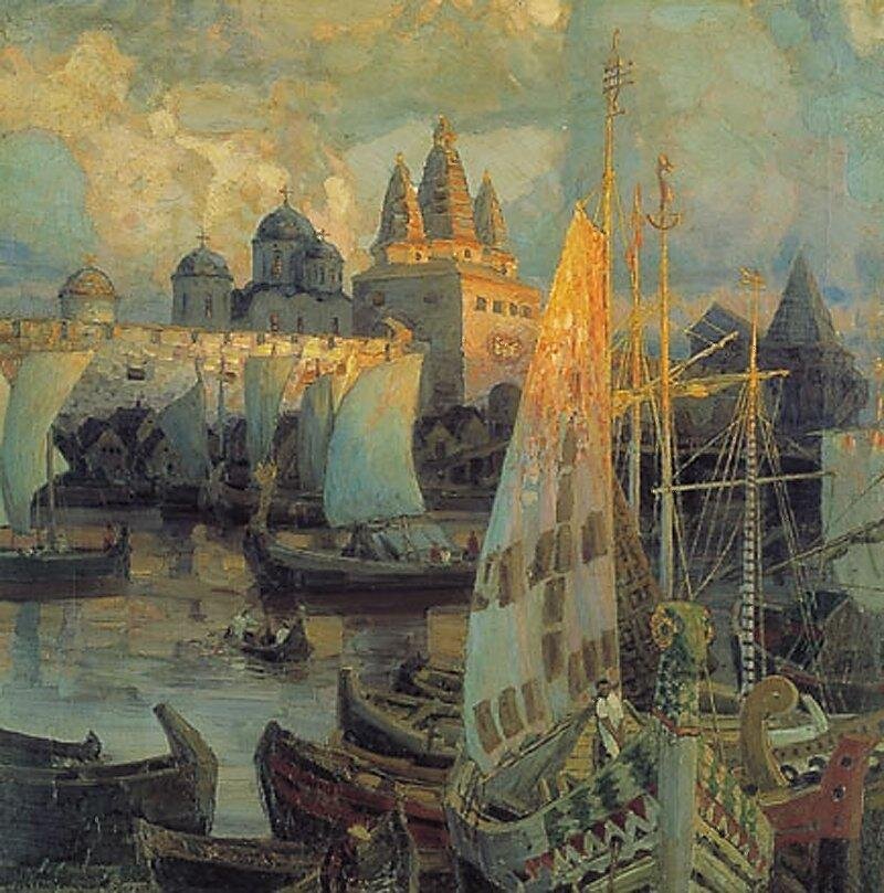 Васнецов А.М. Варяжские корабли в Великом Новгороде. 1902г.