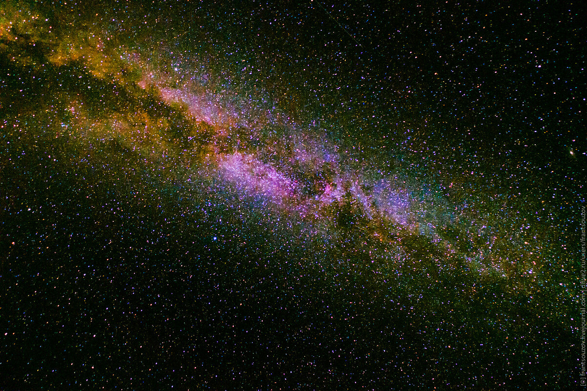 1. Как только мы свернули в ущелье, сразу начало темнеть, а так как конкретного плана, как обычно, не было, то свернули с асфальтовой дороги на неприметную грунтовку, забрались на вершину холма и встали там лагерем. Поставил камеру снимать панораму Млечного пути в движении, говоря проще — направил беззеркалку объективом вверх. Вечером вокруг лагеря гуляли лошади и недовольно фыркали, но к машине не подходили.

