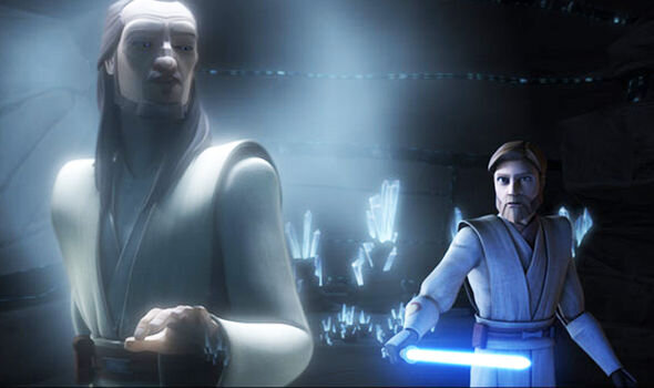 Оби-Ван встречает призрак Квай-Гона в м/с "Войны клонов". 