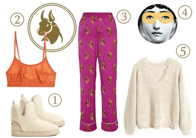 Тапочки из искусственной овчины Oysho, 3299 руб. 2. Бюстгальтер Topshop, 1150 руб. 3. Брюки домашние Undiz, 1449 руб. 4. Декоративная тарелка FORNASETTI (Yoox.com), 20 280 руб. 5. Джемпер Mango, 2999 руб.