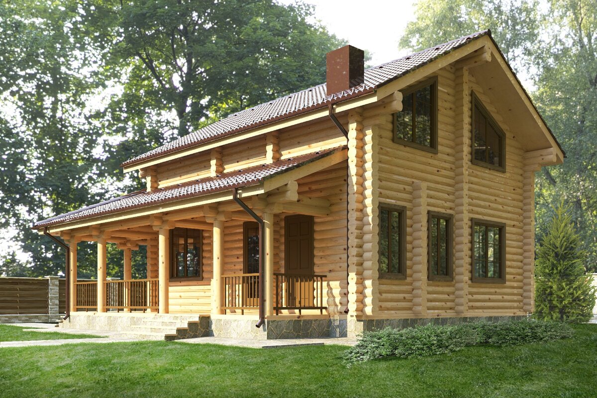Проект S-157 дома из оцилиндрованного бревна от "Экохоум" 