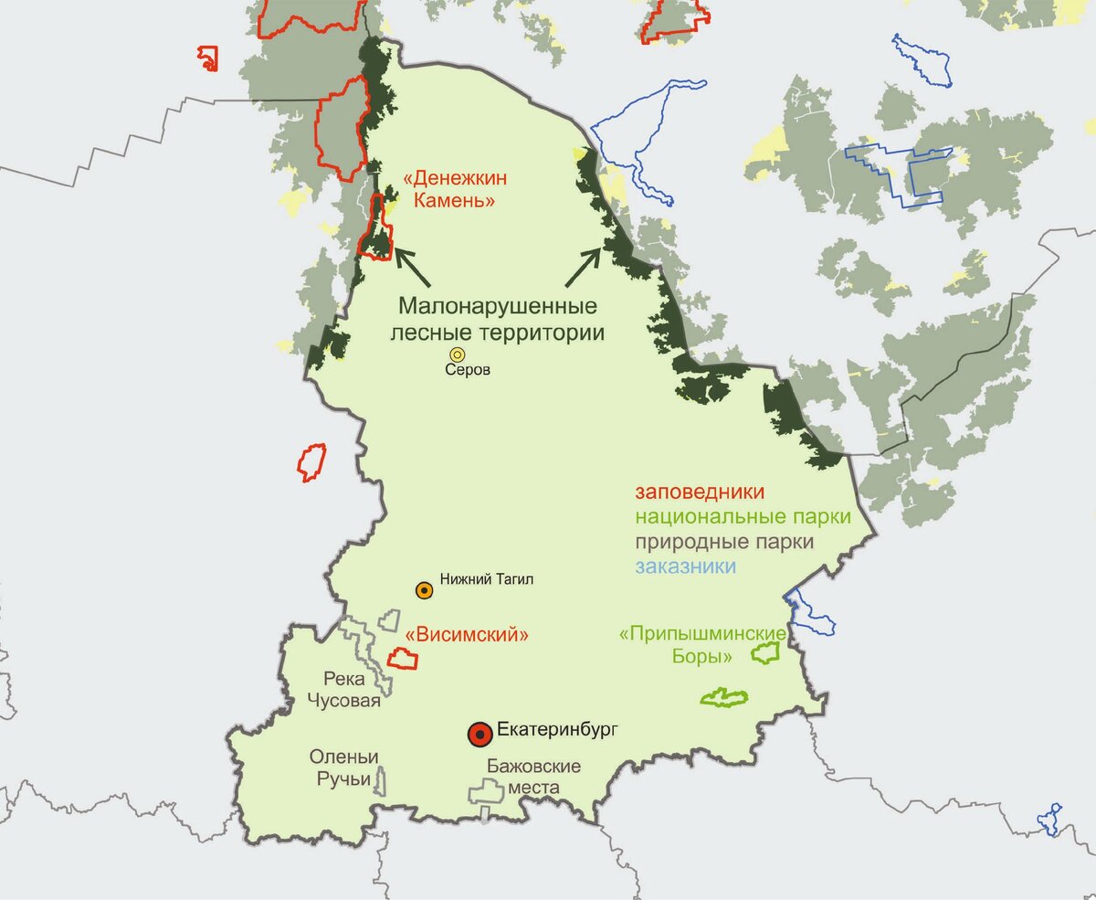 Денежкин камень на карте Свердловской области