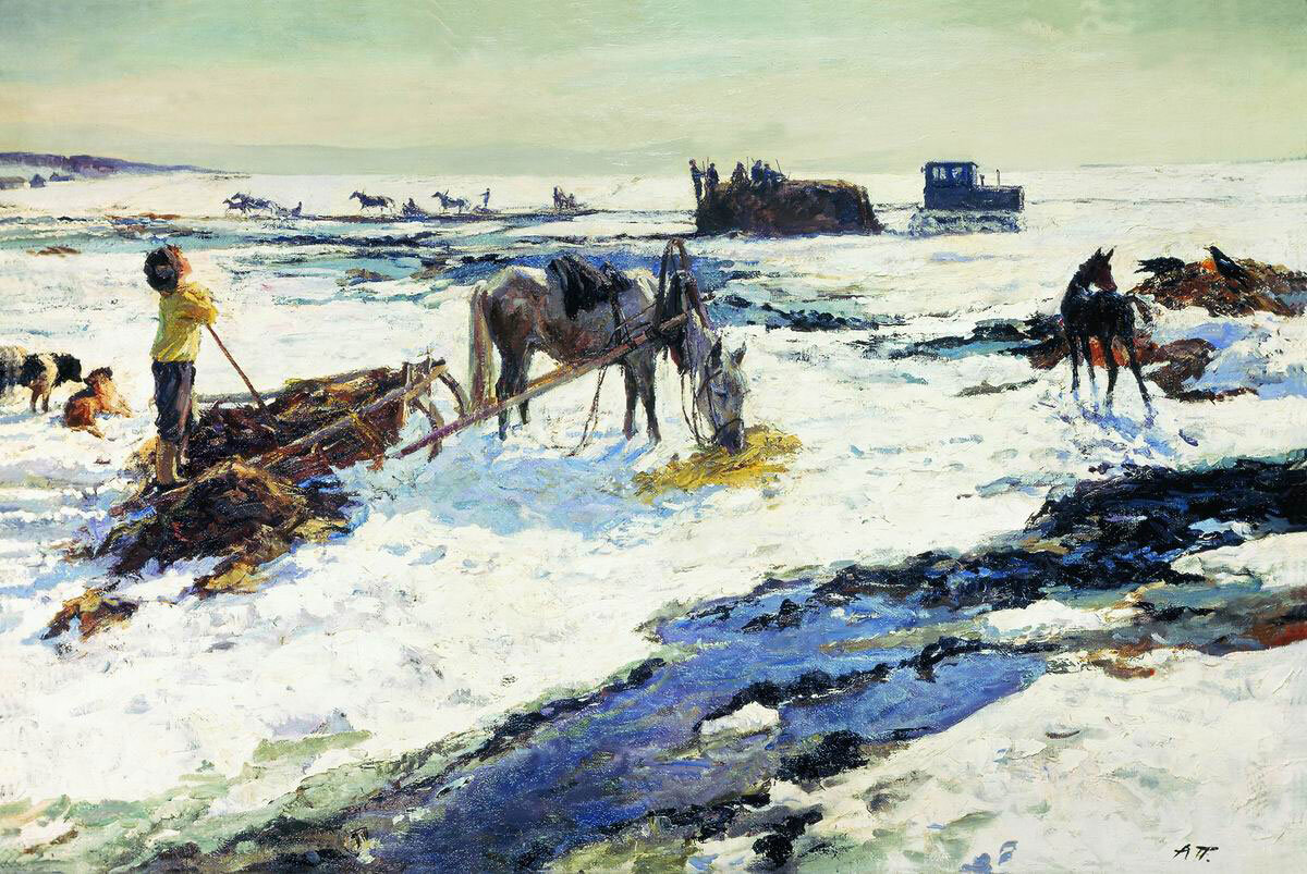 Пластов А.Ал.(1893 - 1972), Деревенский март. 1964