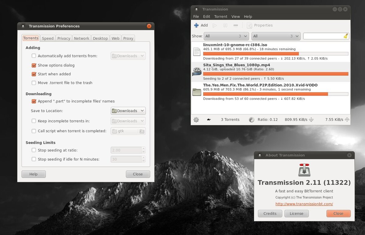 Ubuntu аналоги. Transmission Linux.