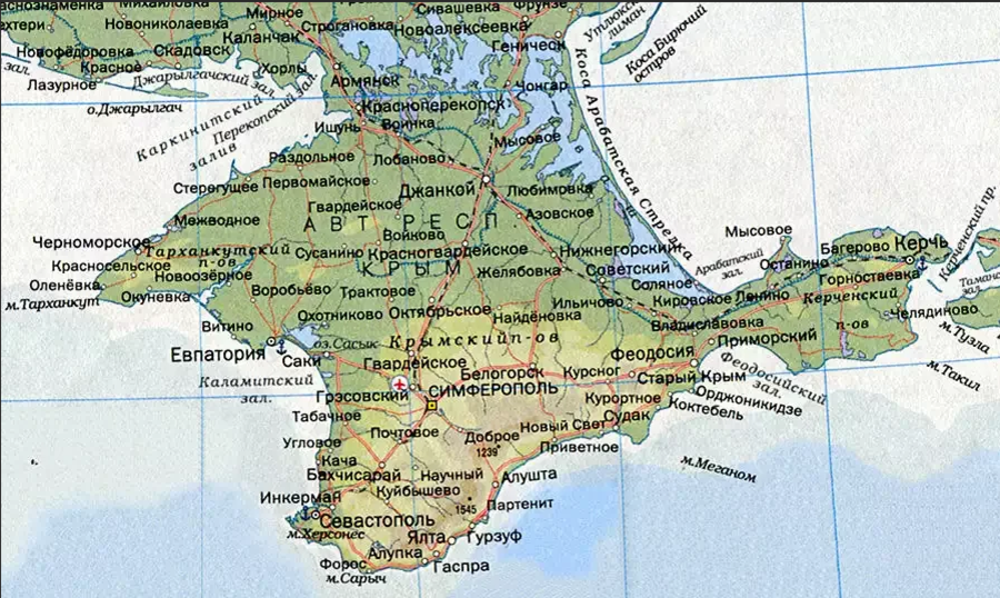 Карта крыма подробная с городами на русском