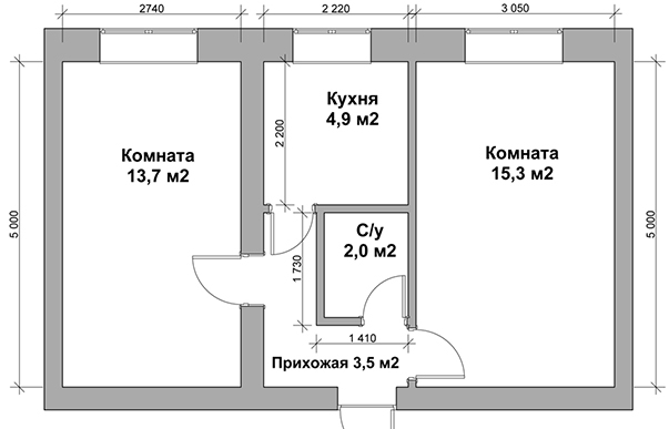 Размер 2 комнатной квартиры фото 30