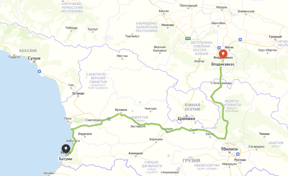 Расстояние тбилиси владикавказ на авто. Владикавказ Батуми на карте. Карта Владикавказ Тбилиси Батуми. Граница с Грузией верхний Ларс на карте. Путь Владикавказ Батуми.