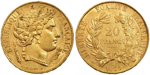 Рис.2. 20 франков 1850 года