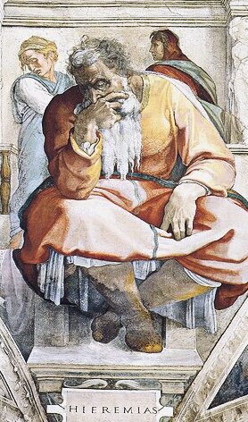 Пророк Иеремия.  Микеланджело Буонарроти.  Сикстинская капелла.
