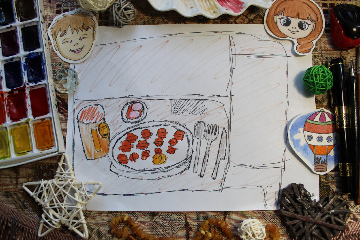 царский пир - жареные пельмени с молочным коктейлем)) Ярославчик (линер и аквамаркеры)