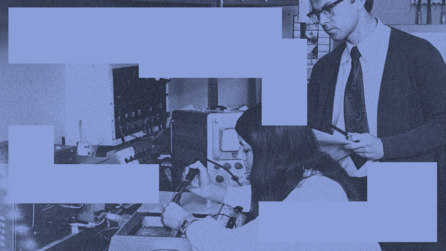 Сотрудники НИИ автоматики. Из «Отчета по высокой культуре производства. Отдел 4. 1975». Музей криптографии. 