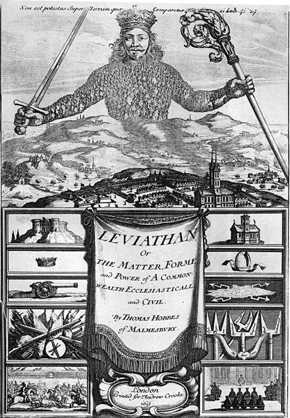 Обложка книги Томаса Гоббса «Левиафан». Изд. 1651 г., Лондон 