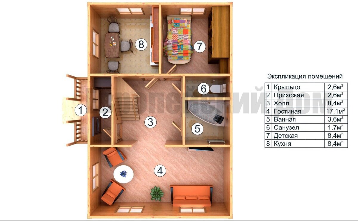 Планировка первого этажа. Источник фото: dom-bt.com