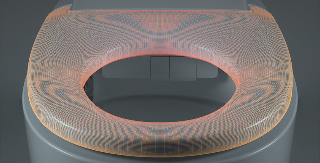 Подогрев работает по всей поверхности ободка