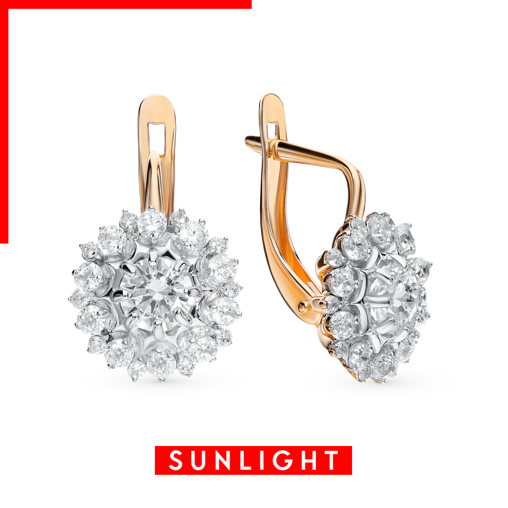 Золотые серьги с фианитами, арт. 84679